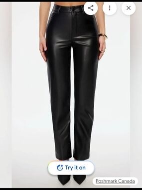 Dynamite Black Faux Leather Straight Leg Pants